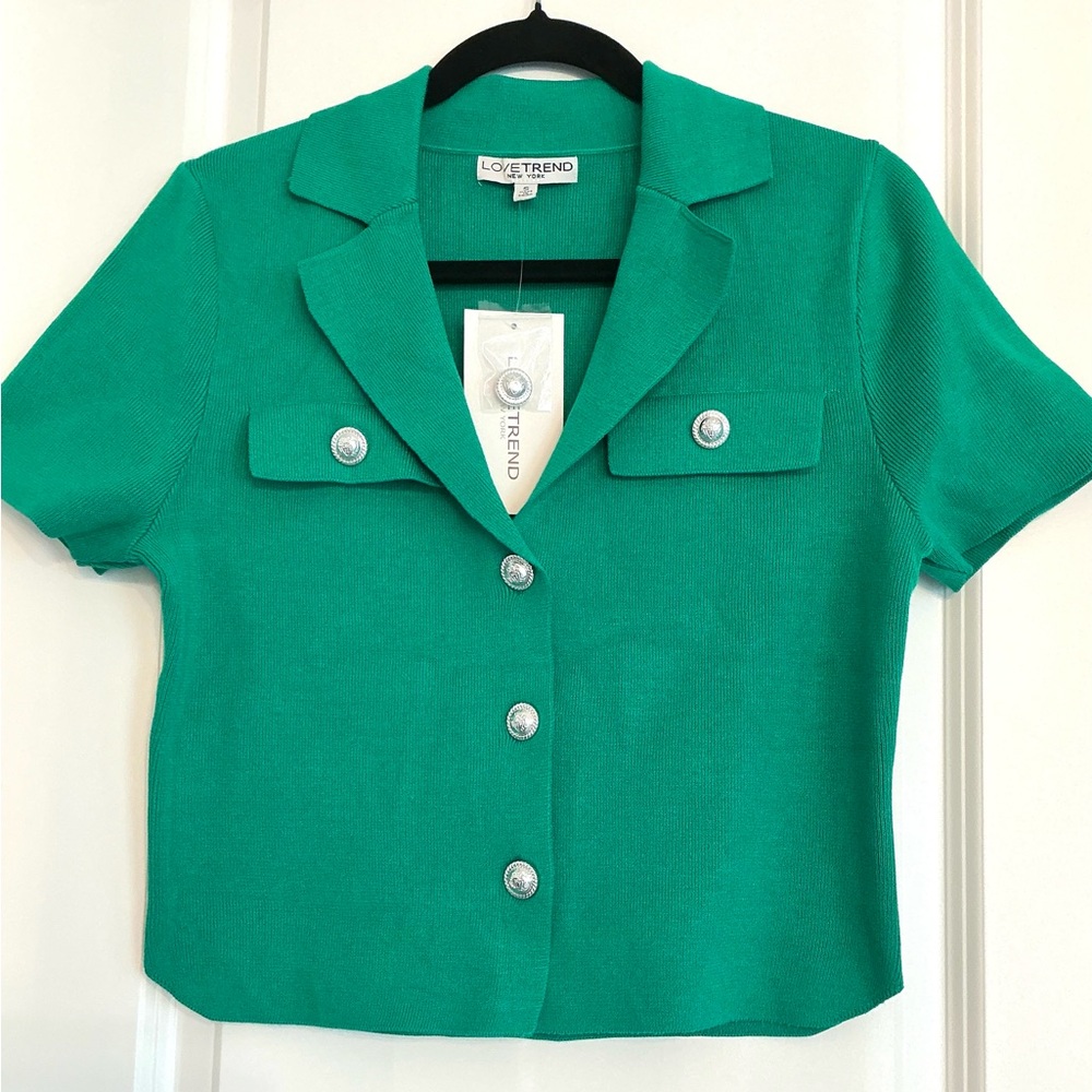 Lovetrend NY Emerald Knit Button-Up Top